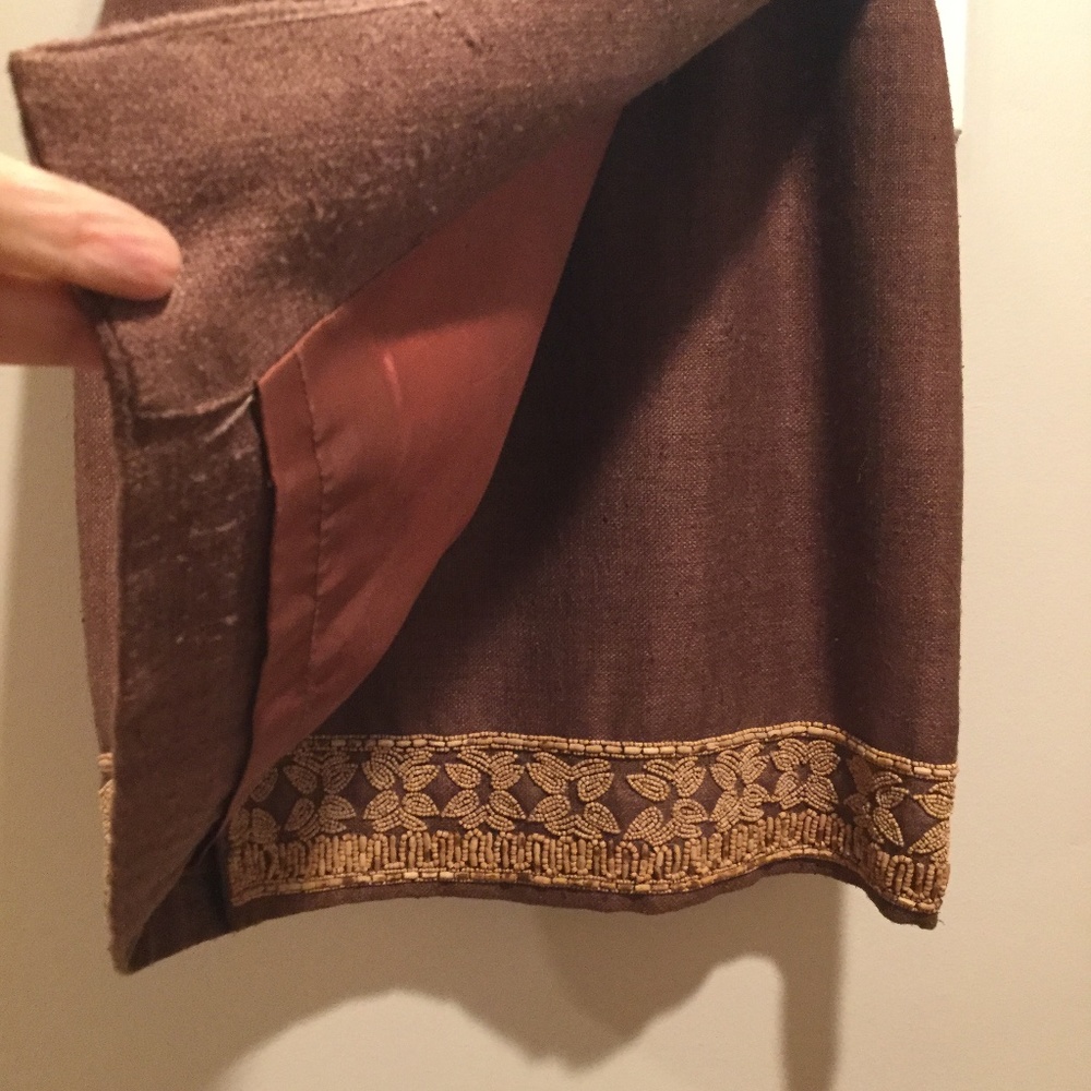 Wrap skirt with wood bead work